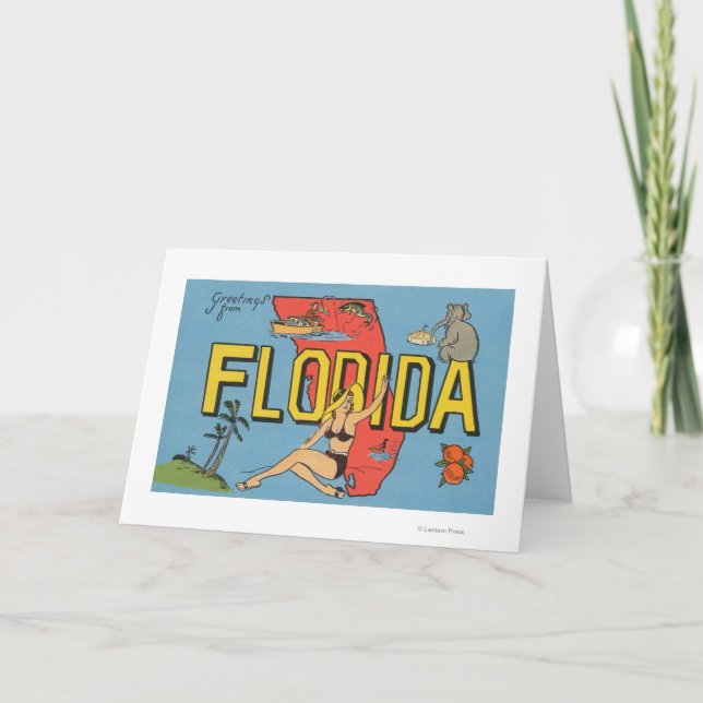 Tarjeta Saludos de la Florida la Florida (azul) (Anverso)