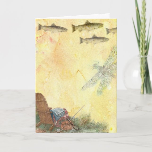 TARJETA SALUDOS DE LA PESCA DE LA TRUCHA DEL DÍA DE PADRE (Anverso)