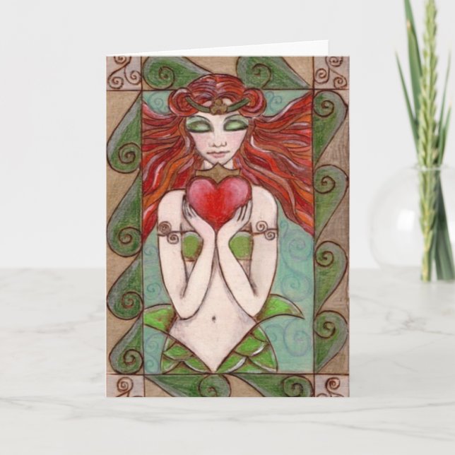 Tarjeta saludos de la sirena del claddagh (Anverso)