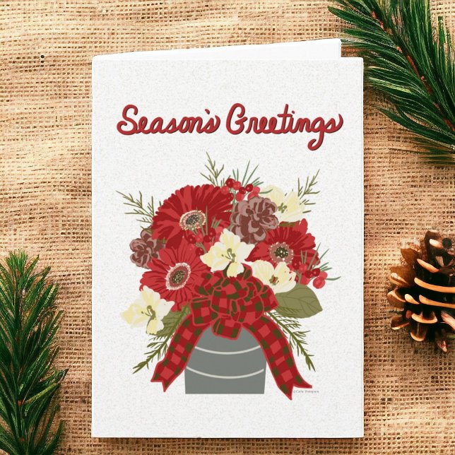 Tarjeta Saludos de la temporada de arte original con letra (Hand Lettering and Original Art by artist © Cathy Thompson. Personalize it on the inside.)