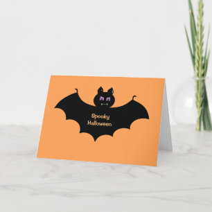 Tarjeta Saludos de murciélago de Halloween espeluznantes