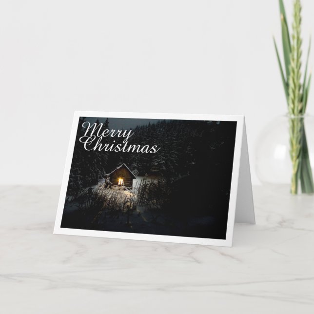 Tarjeta Saludos de Navidad con casa de brujas (Anverso)