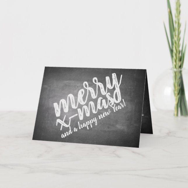 Tarjeta Saludos de Navidad en la pizarra de Chalk (Anverso)