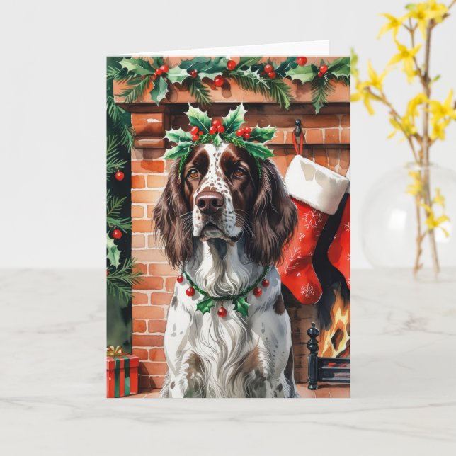 Tarjeta Saludos de Navidades de Perro de Irlanda (flor amarilla)
