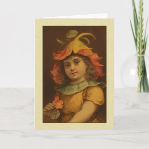 Tarjeta Saludos de niños de Pansy de época
