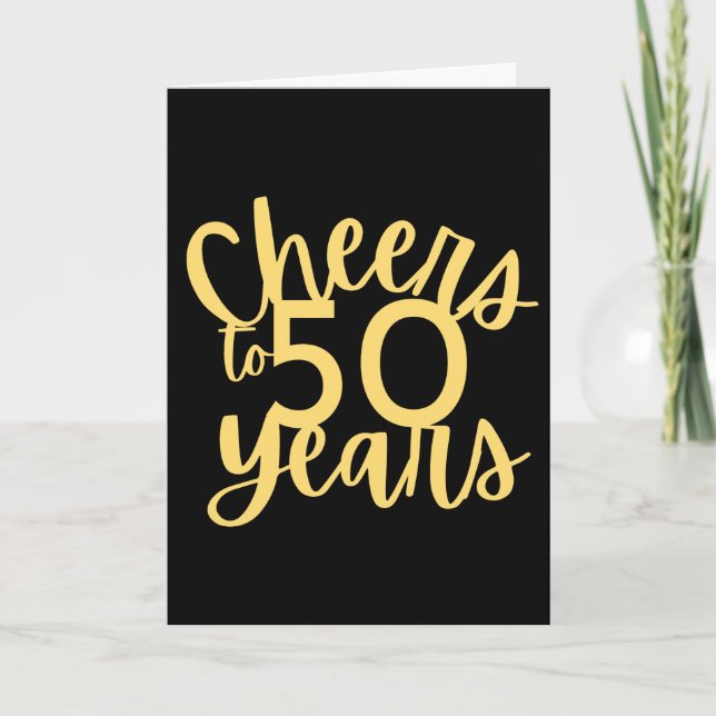 Tarjeta Saludos de oro y negro a 50 años (Anverso)