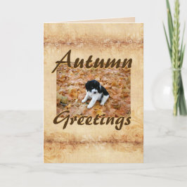 Tarjeta Saludos de Otoño de Puppy