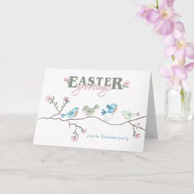 Tarjeta Saludos de Pascua Aves acuáticas en el borde (Orquídea)