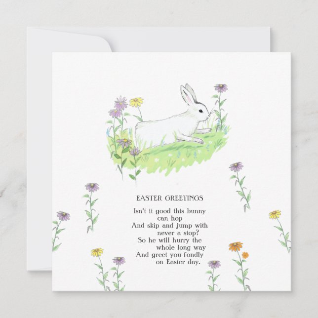 Tarjeta Saludos de Pascua Bunny Old Nursery Ryhme Art (Anverso)