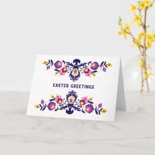 Tarjeta Saludos de Pascua Púrpura Personalizado Folklore T
