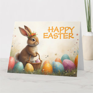 Tarjeta Saludos de primavera del conejo de Pascua
