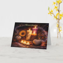 Saludos de Samhain con hierbas de velas Corazón