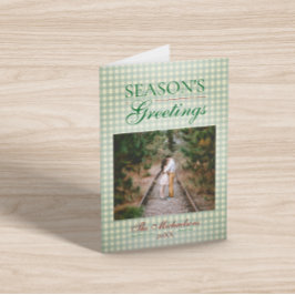 Tarjeta Saludos de temporada a los Navidades de Gingham