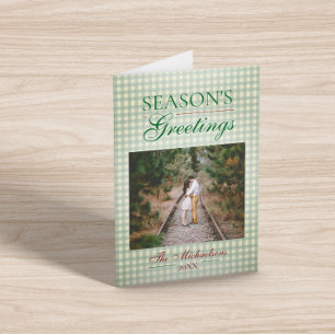 Tarjeta Saludos de temporada a los Navidades de Gingham
