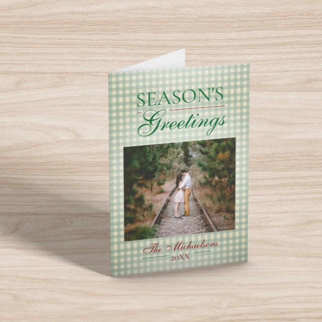 Tarjeta Saludos de temporada a los Navidades de Gingham (Subido por el creador)