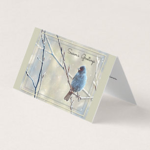Tarjeta Saludos de temporada - Ave índigo