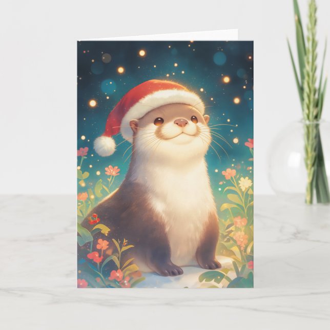 Tarjeta Saludos de temporada de Nutria (Anverso)