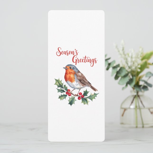 Tarjeta Saludos de temporada de Robin animado (Anverso de pie)