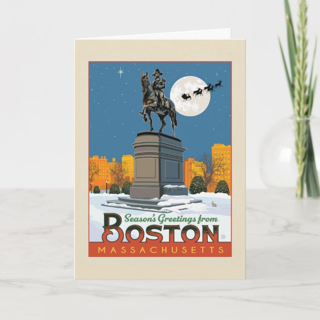 Tarjeta ¡Saludos de temporada desde Boston Common! (Anverso)