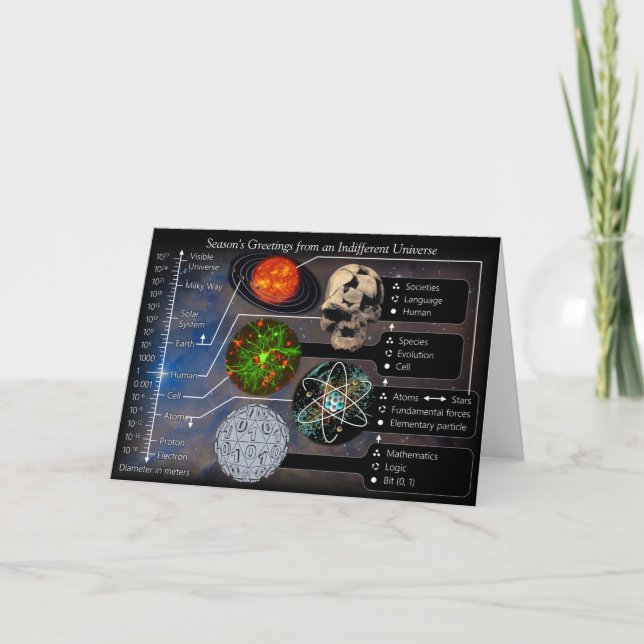 Tarjeta Saludos de temporada desde un universo indiferente (Anverso)