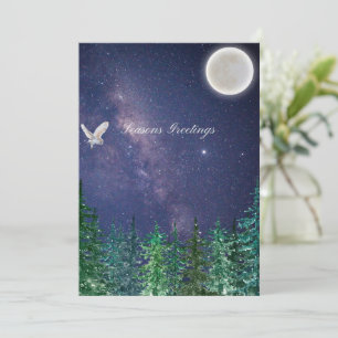 Tarjeta Saludos de temporada - Luna de búho