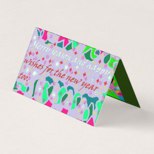 Tarjeta Saludos de temporada multicolores de color verde r