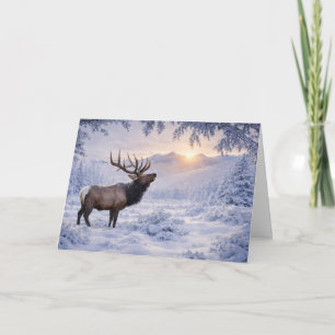 Tarjeta Saludos de temporada Navidad Hermoso Alce Vida Sil