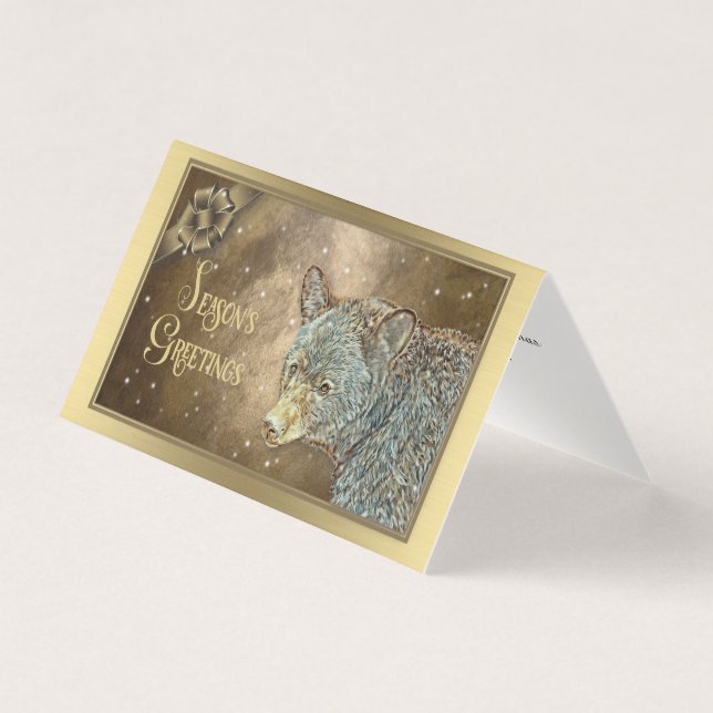 Tarjeta Saludos de temporada - Oso negro (Anverso)