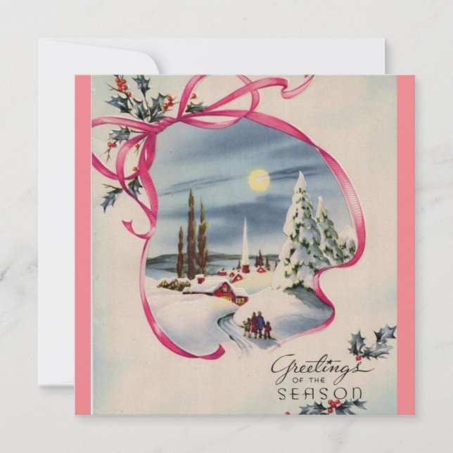 Tarjeta Saludos de temporada rosa (Anverso)