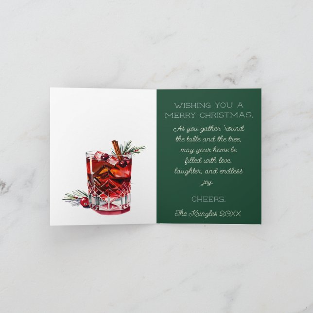 Tarjeta Saludos de Yuletide y Navidades de cócteles de vac (Interior)