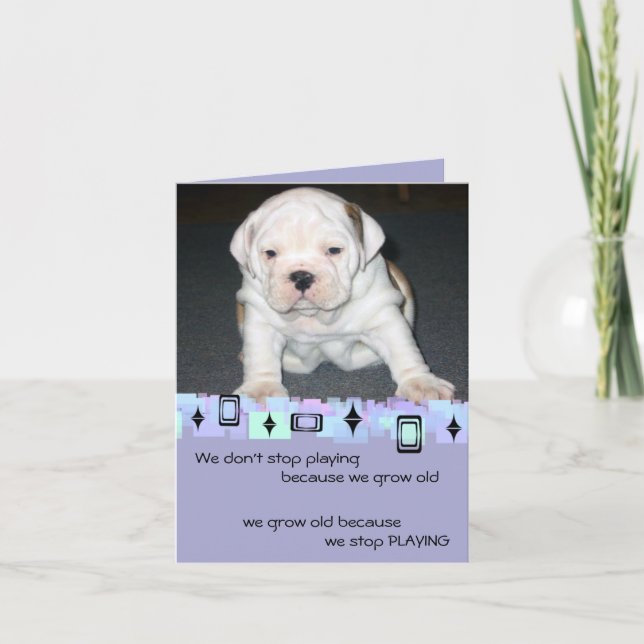 Tarjeta Saludos del cumpleaños del perrito del bulldog (Anverso)