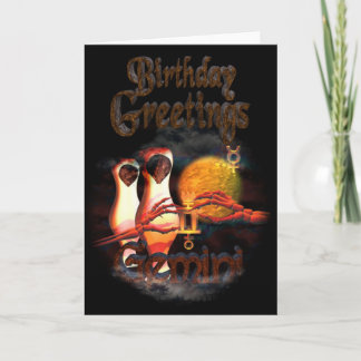 Tarjeta Saludos del cumpleaños del zodiaco de los géminis
