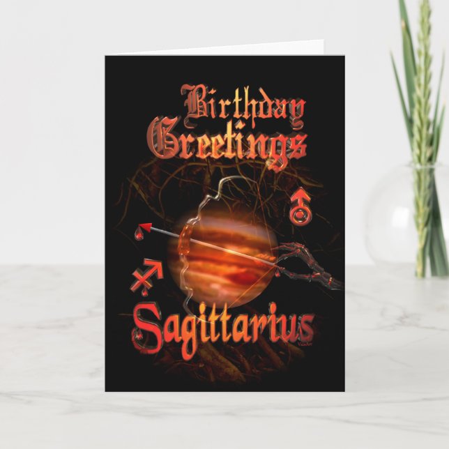 Tarjeta Saludos del cumpleaños del zodiaco del sagitario (Anverso)