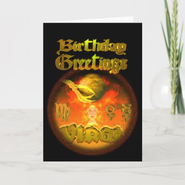Tarjeta Saludos del cumpleaños del zodiaco del virgo por (Anverso)