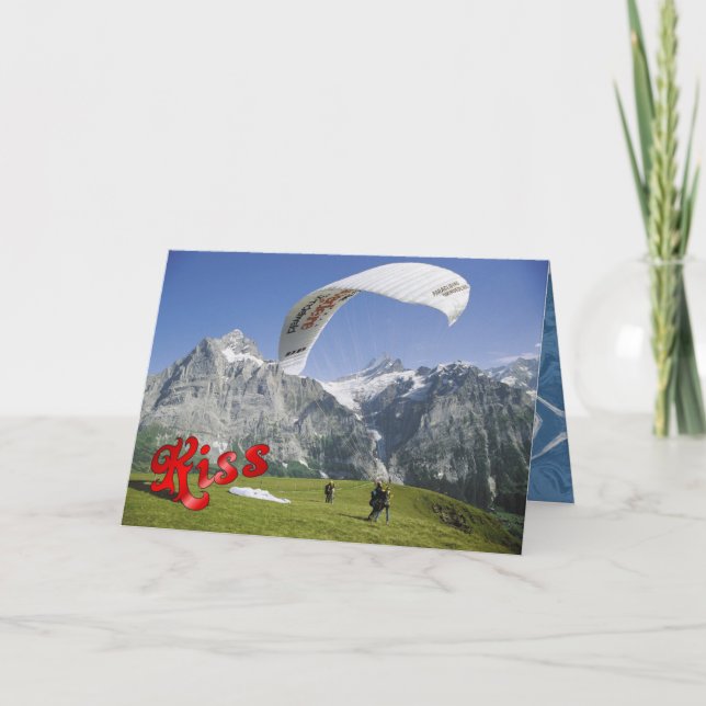 Tarjeta Saludos del cumpleaños - Paragliding cerca del (Anverso)