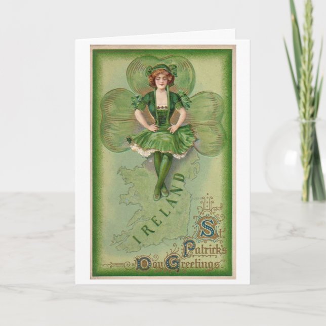 Tarjeta Saludos del Día de Irlanda de San Patricio - Vinta (Anverso)
