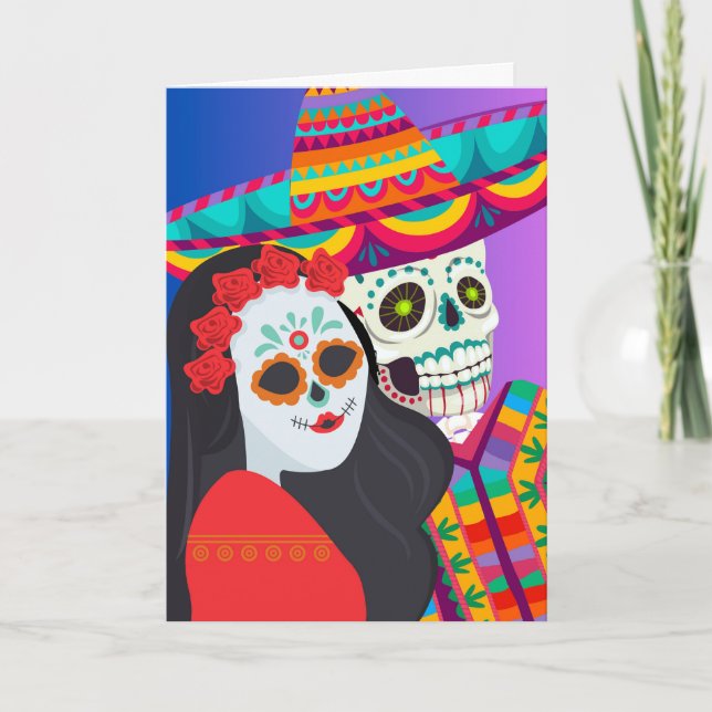 Tarjeta Saludos del Día de los Muertos de los dos (Anverso)