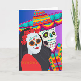 Tarjeta Saludos del Día de los Muertos para una pareja