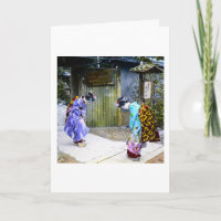 Saludos del geisha en el vintage Japón viejo de la