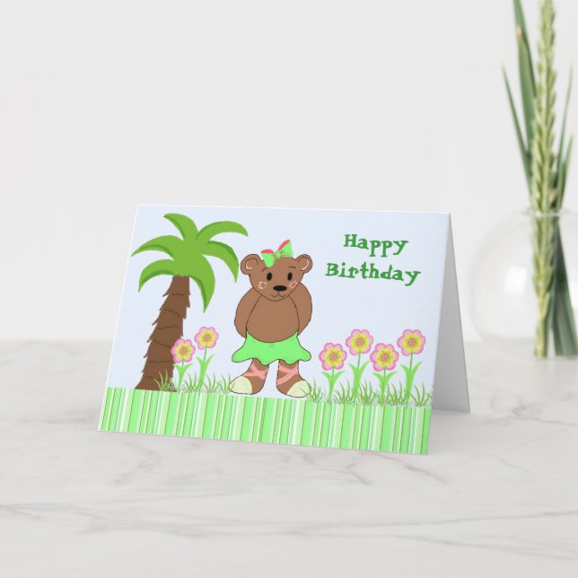 Tarjeta Saludos del oso de cumpleaños (Anverso)