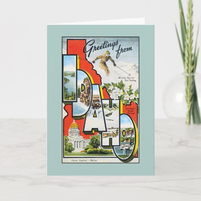 Tarjeta Saludos del vintage de Idaho (Anverso)