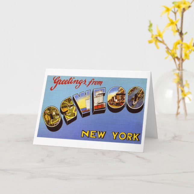 Tarjeta Saludos desde el Viaje de Oswego New York (flor amarilla)