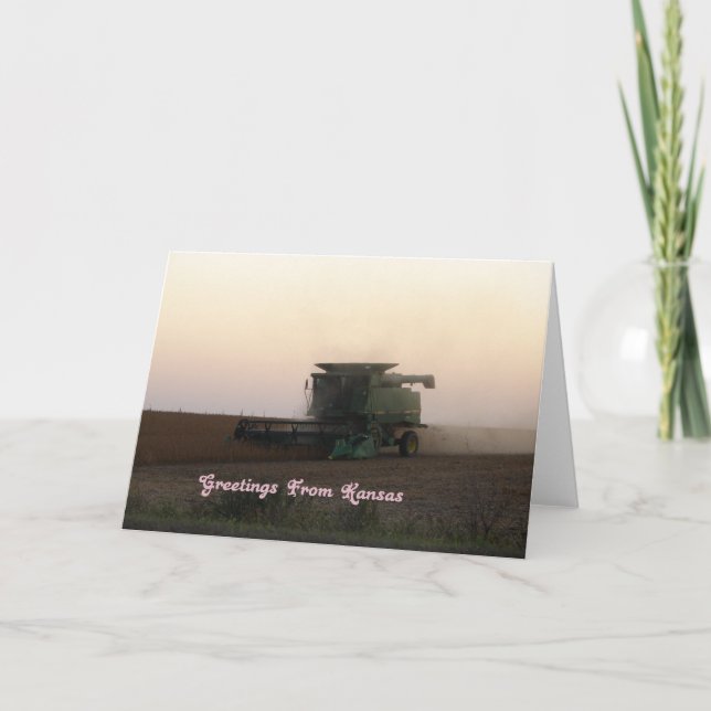 Tarjeta Saludos desde Kansas, combinen al atardecer (Anverso)