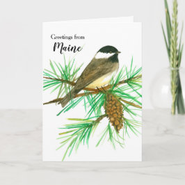 Tarjeta Saludos desde Maine Black Capped Chickadee