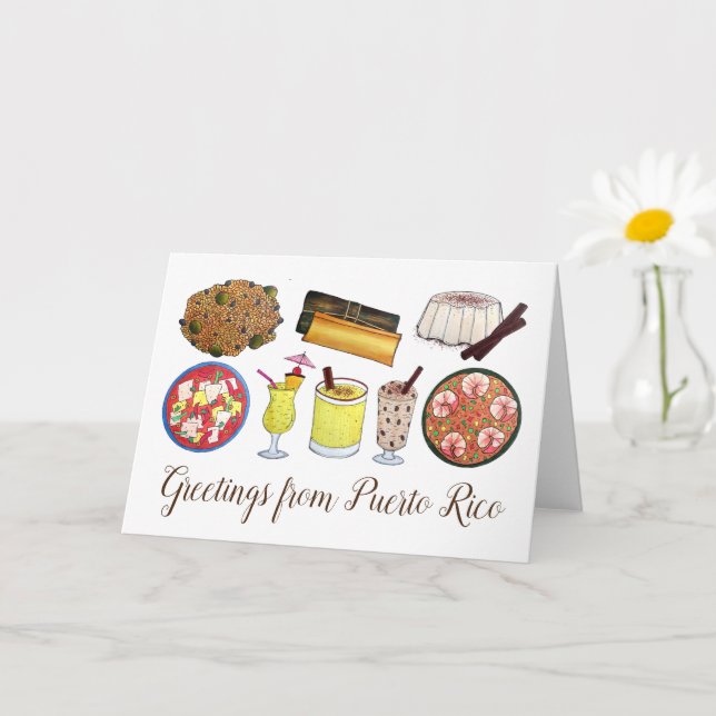 Tarjeta Saludos desde Puerto Rico a los alimentos de la is (Planta pequeña)