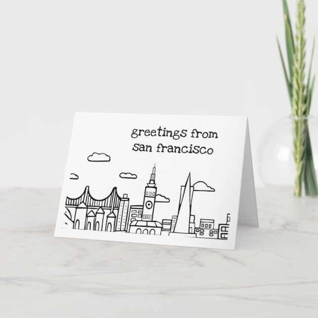 Tarjeta Saludos desde San Francisco - Arte original (Anverso)