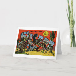 Tarjeta Saludos Divertidos Desde El Desierto Vintage