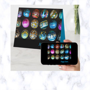 Tarjeta Saludos editables de Pascua de Pascua con Huevos d