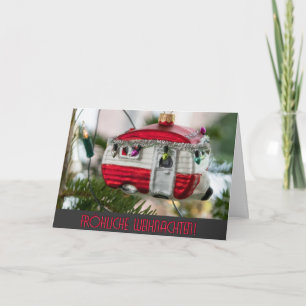 Tarjeta Saludos en camping de la caravana navideña alemana