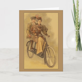 Tarjeta Saludos en tándem de la bici del vintage